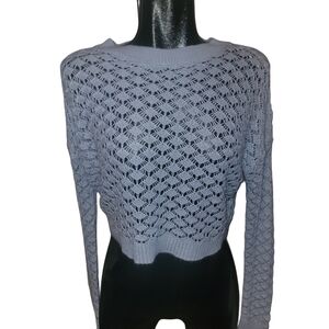 Streetwear Society Pale Blue Cropped Open Knit Sweater XS